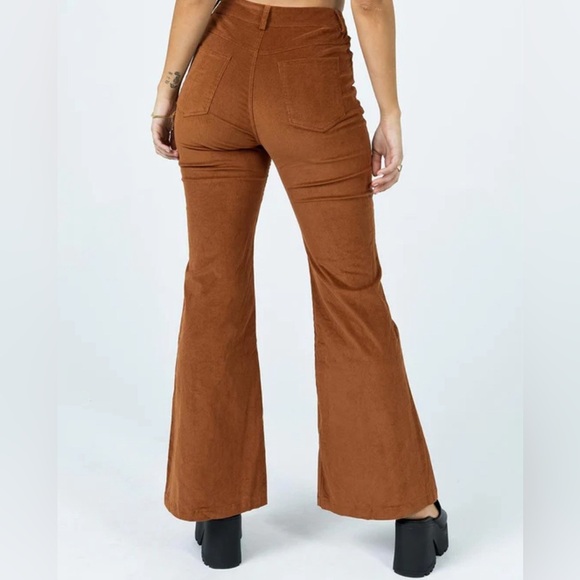 Princess Polly Elijah Brown Corduroy Flare Pants Size 4 New With Rags - Picture 8 of 9